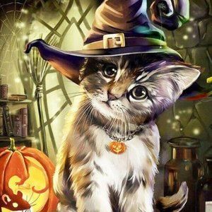 Diamond Painting DIY Halloween Witch Cat
